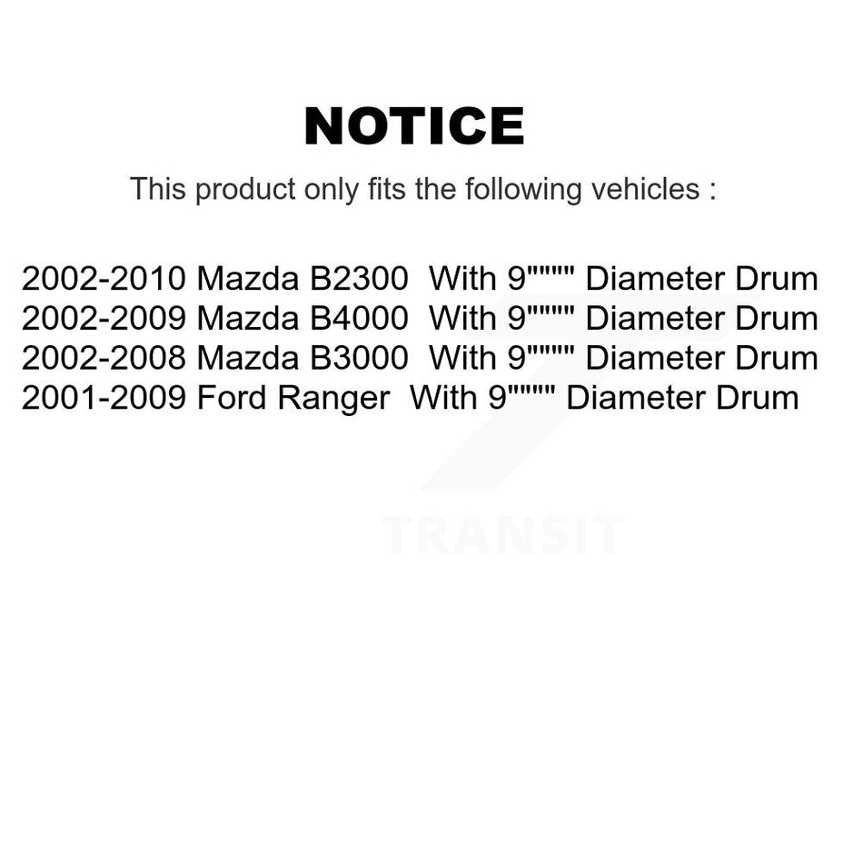 Rear Brake Drum Shoes Spring And Cylinders Kit For Ford Ranger Mazda B2300 B3000 With 9" Diameter K8N-100438