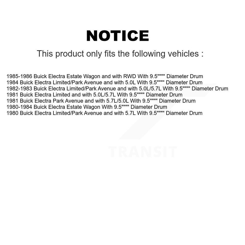 Rear Brake Drum Shoes And Spring Kit For Buick Electra With 9.5" Diameter K8N-100514