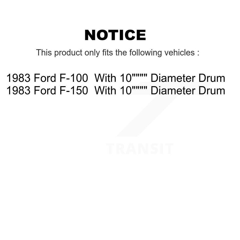 Rear Brake Drum Shoes Kit For 1983-1983 Ford F-150 F-100 With 10" Diameter K8N-100567