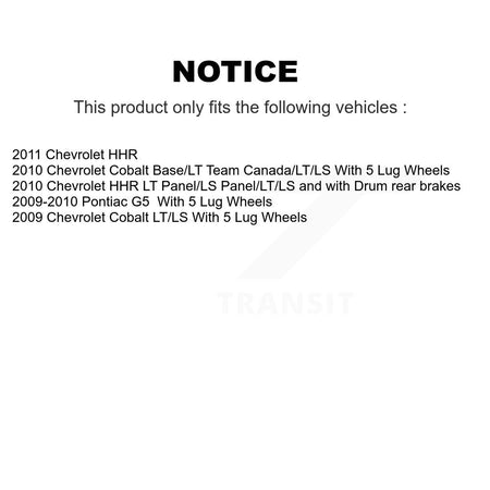 Rear Brake Drum Shoes Spring And Cylinders Kit (6Pc) For Chevrolet Cobalt Pontiac G5 HHR K8N-100709