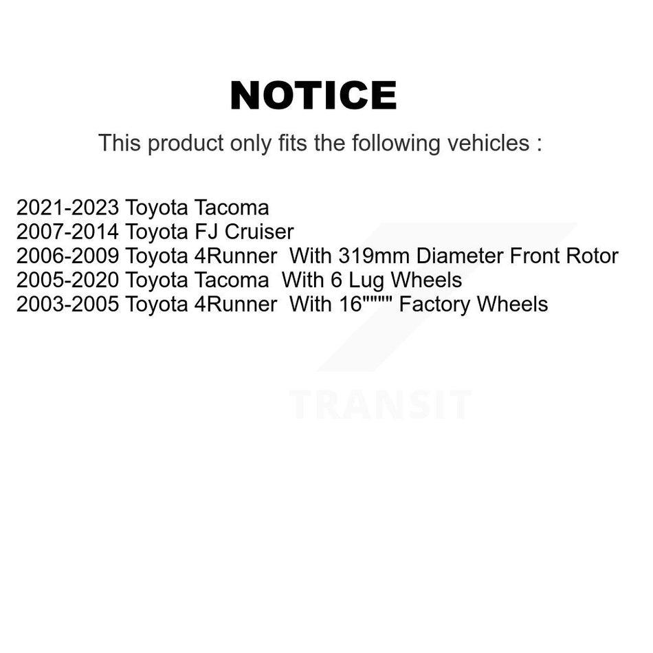 Front Disc Brake Rotors And Semi-Metallic Pads Kit For Toyota Tacoma 4Runner FJ Cruiser K8S-100568