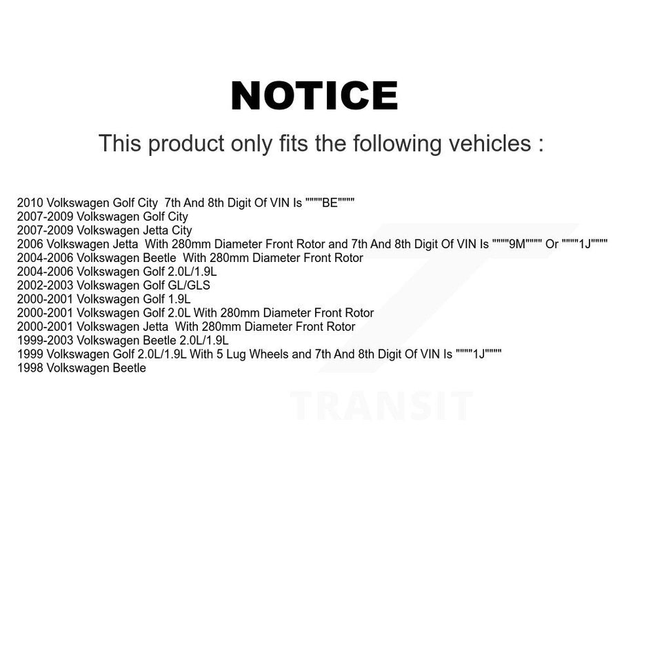 Front Rear Disc Brake Rotors And Semi-Metallic Pads Kit For Volkswagen Beetle Jetta Golf City K8S-101101