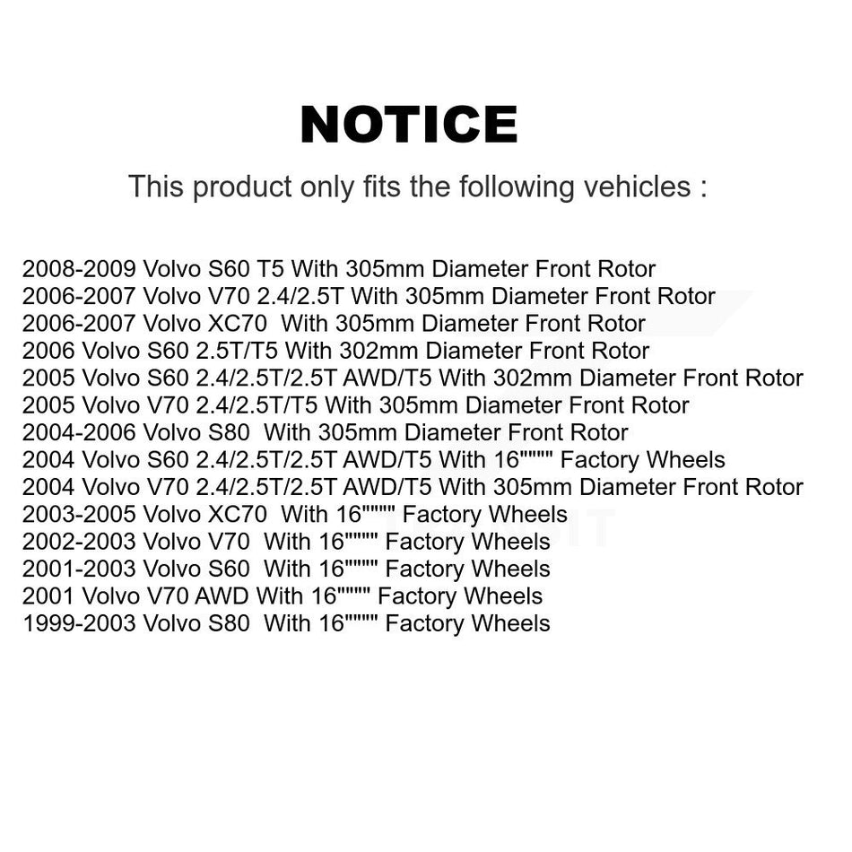 Front Rear Disc Brake Rotors And Semi-Metallic Pads Kit For Volvo S60 V70 XC70 S80 K8S-101157