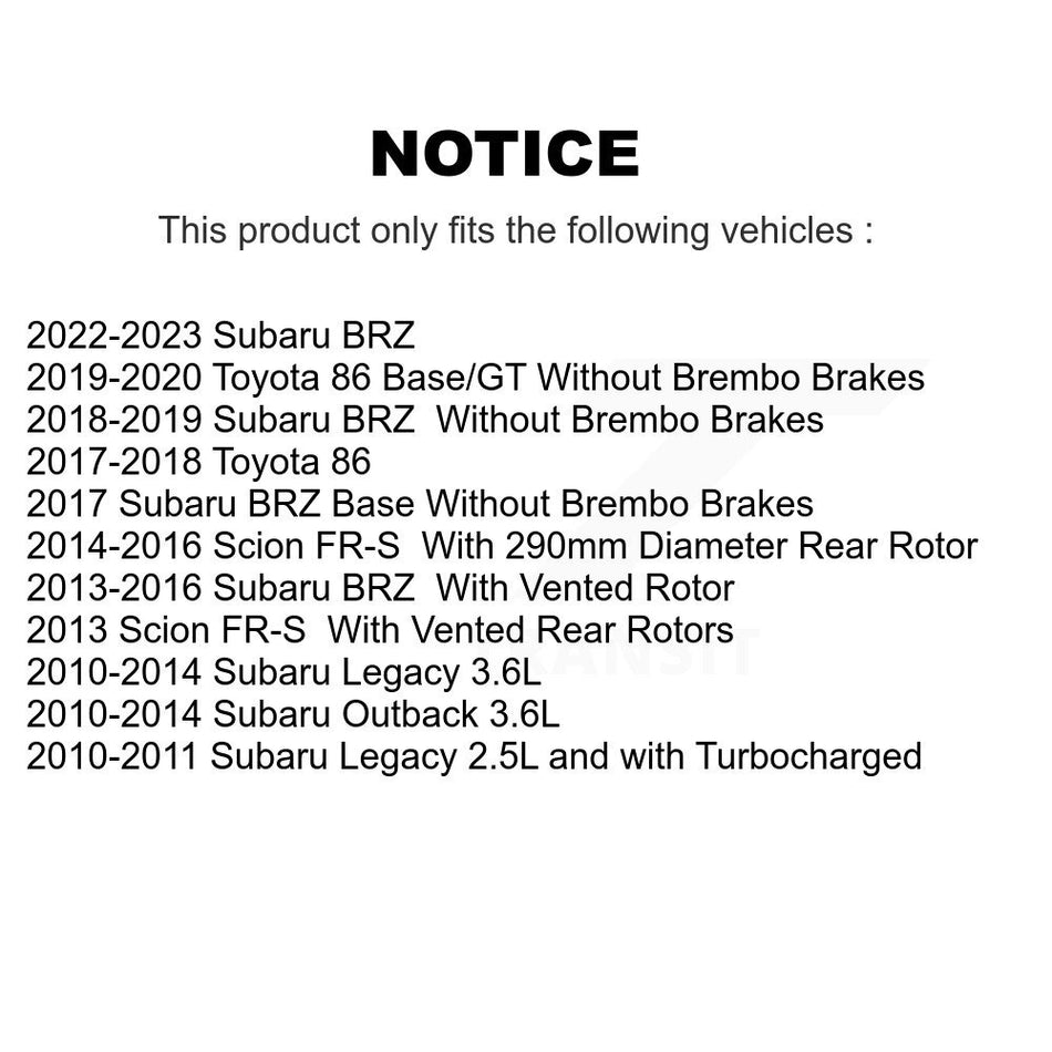 Rear Disc Brake Rotors And Semi-Metallic Pads Kit For Subaru Outback Legacy Scion FR-S BRZ Toyota 86 K8S-101930