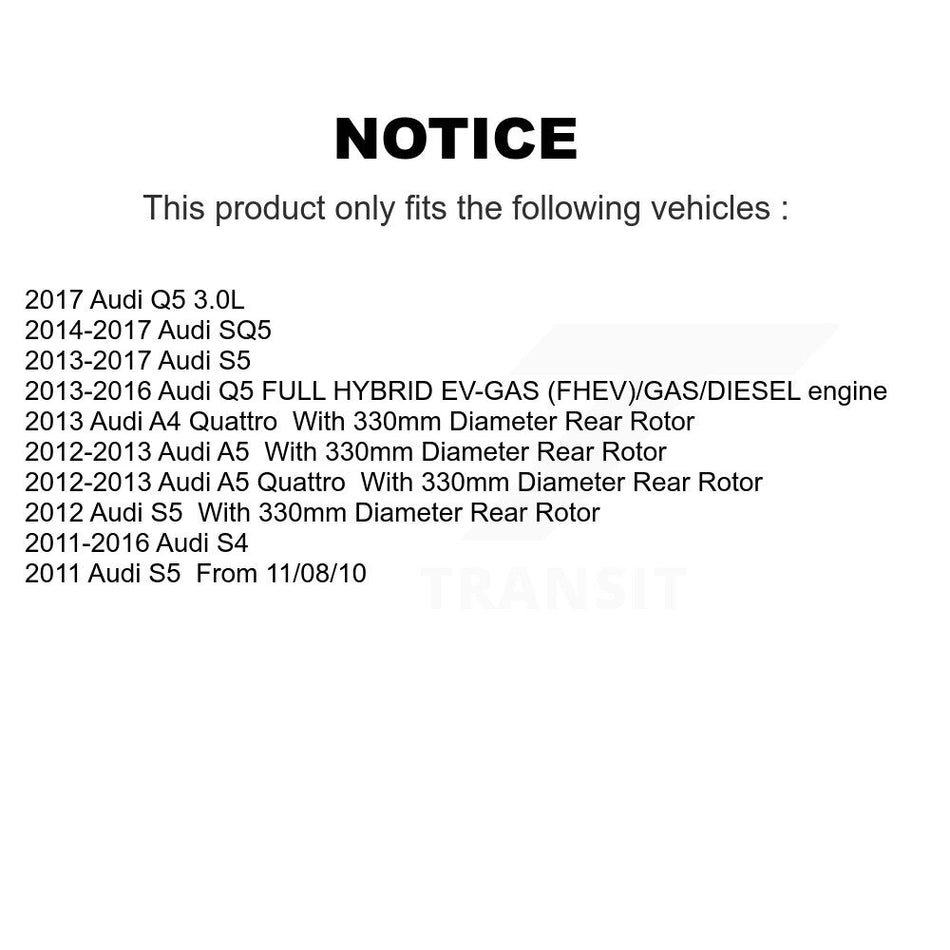 Rear Disc Brake Rotors And Semi-Metallic Pads Kit For Audi Q5 A5 SQ5 Quattro S5 A4 K8S-101940