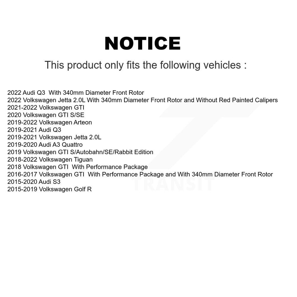 Front Brake Rotor Semi-Metallic Pad Kit For Volkswagen Tiguan Jetta Audi Q3 GTI Golf R S3 K8S-102884