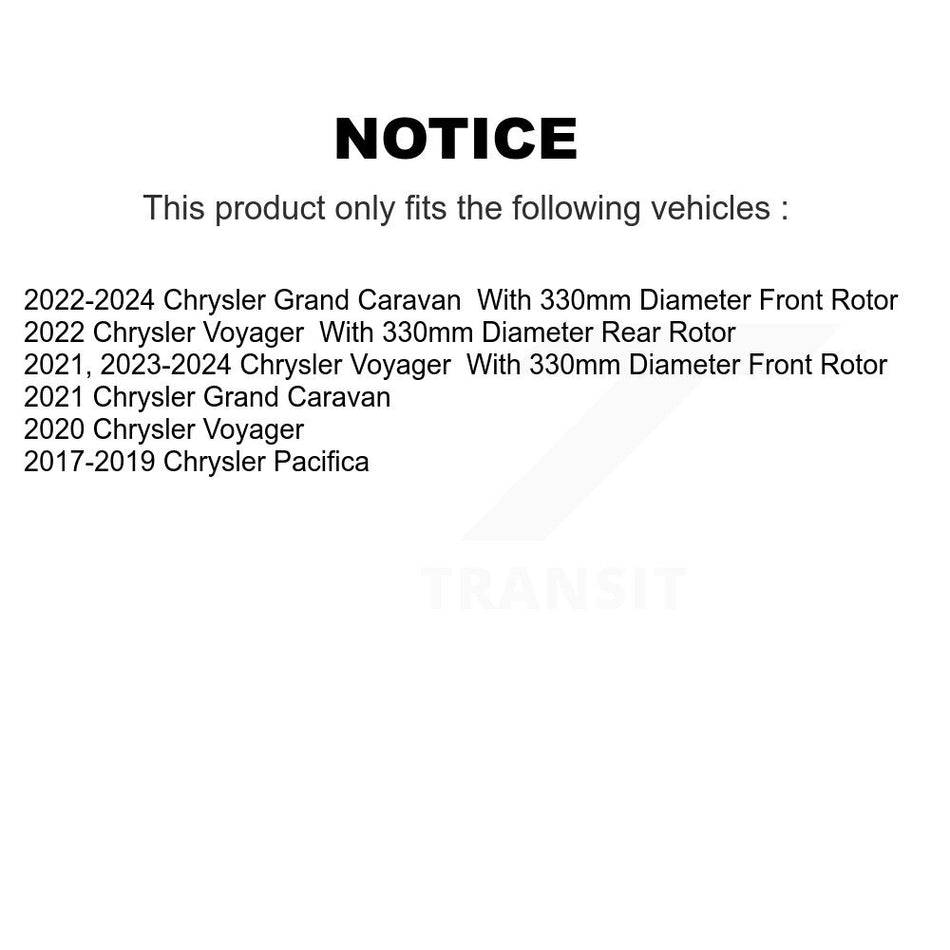 Front Rear Brake Rotors Semi-Metallic Pad Kit For Chrysler Pacifica Grand Caravan Voyager K8S-102904