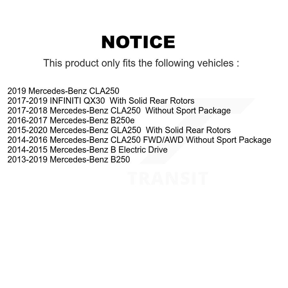 Rear Disc Brake Rotors And Semi-Metallic Pads Kit For Mercedes-Benz GLA250 CLA250 INFINITI QX30 B Electric Drive B250e K8S-102979