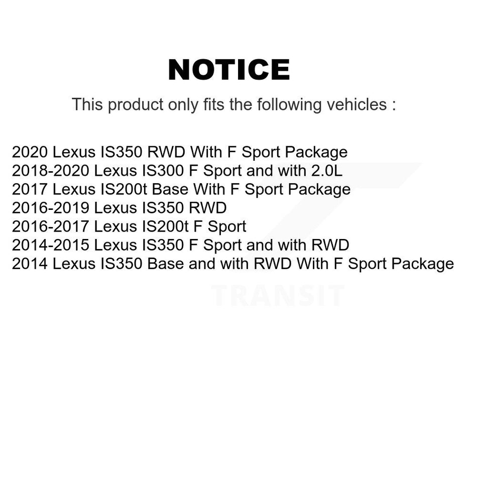 Front Rear Disc Brake Rotors And Semi-Metallic Pad Kit (6Pc) For Lexus IS350 IS300 IS200t K8S-104095