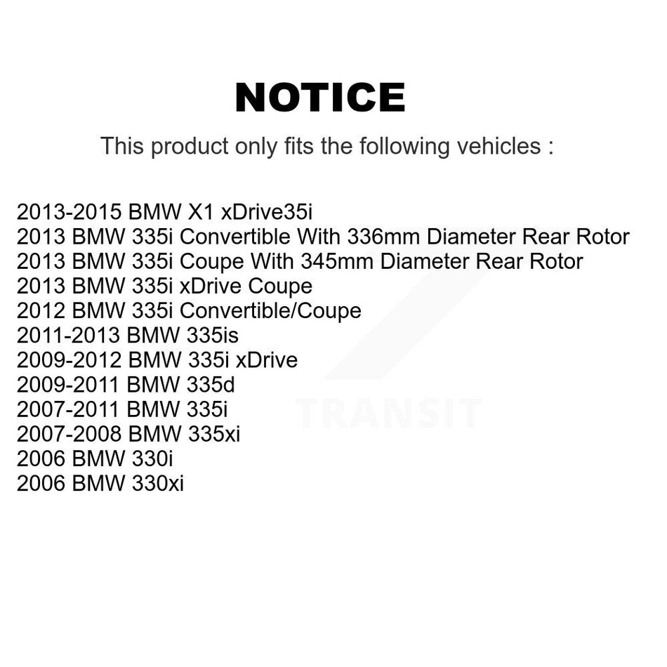 Rear Disc Rotors Semi-Metallic Pads & Parking Shoes Kit For BMW X1 335i xDrive 335xi 330i K8S-104329