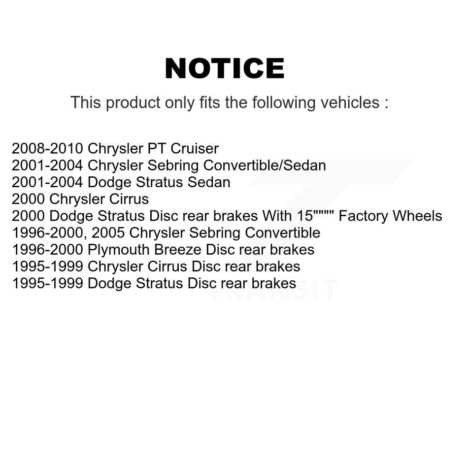 Rear Disc Rotors Semi-Metallic Pads And Parking Shoes Kit For Chrysler Sebring PT Cruiser K8S-104481
