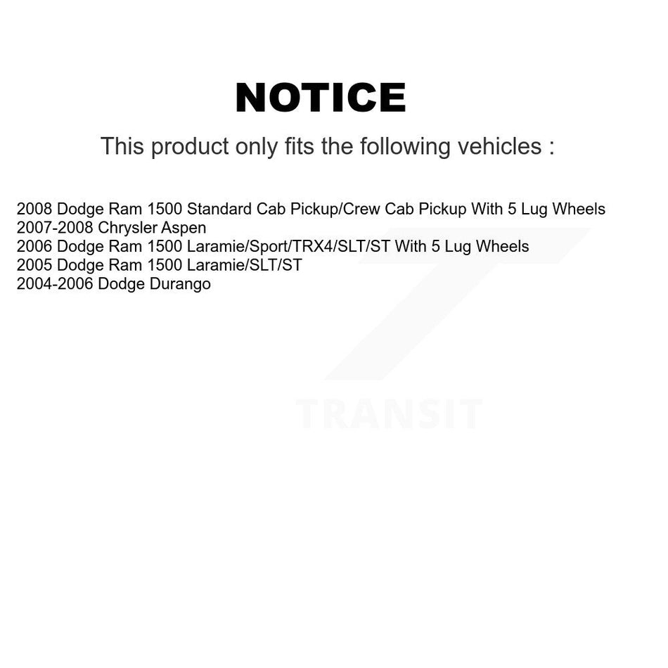 Rear Disc Rotors Semi-Metallic Pads Parking Shoes Kit For Dodge Ram 1500 Durango Chrysler K8S-104575