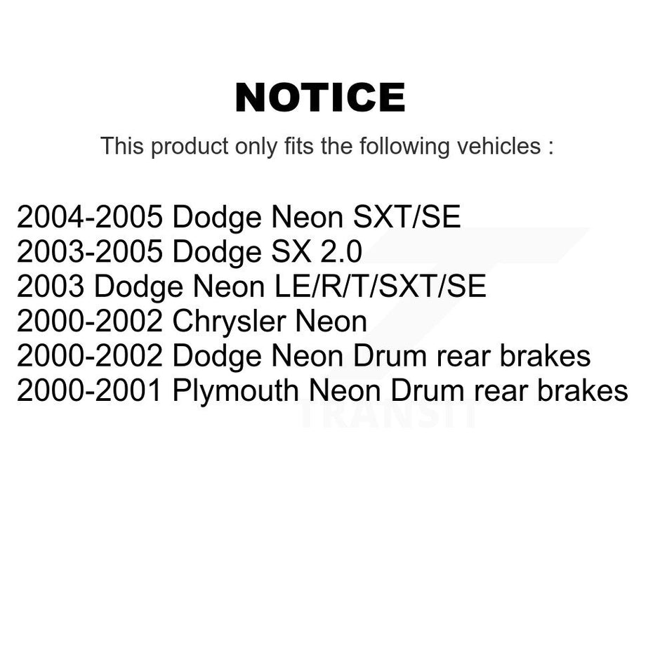 Front Rear Brake Rotor Semi-Metallic Pad Drum Kit For Neon Dodge Chrysler Plymouth SX 2.0 K8S-105039