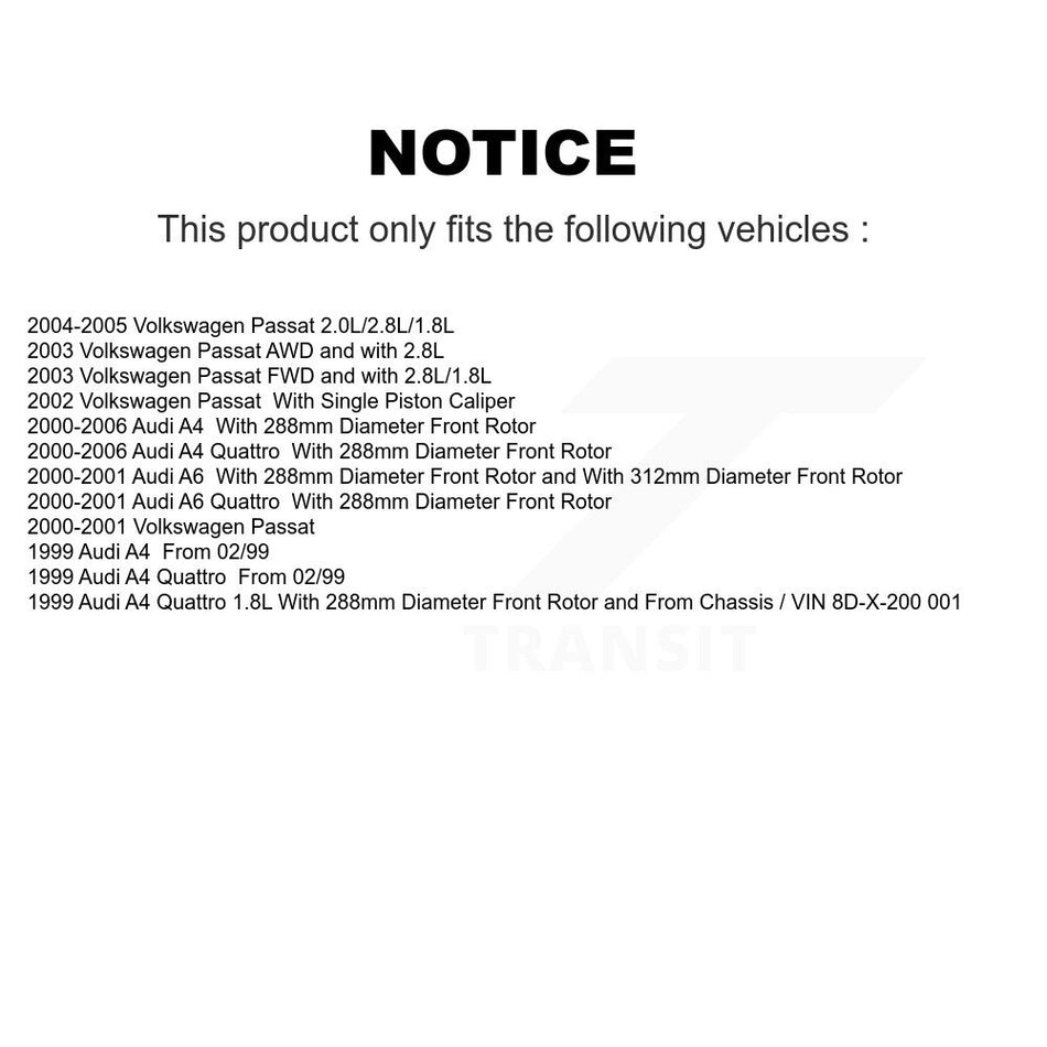Front Disc Brake Rotors And Ceramic Pads Kit For Volkswagen Passat Audi A4 Quattro A6 K8T-100289