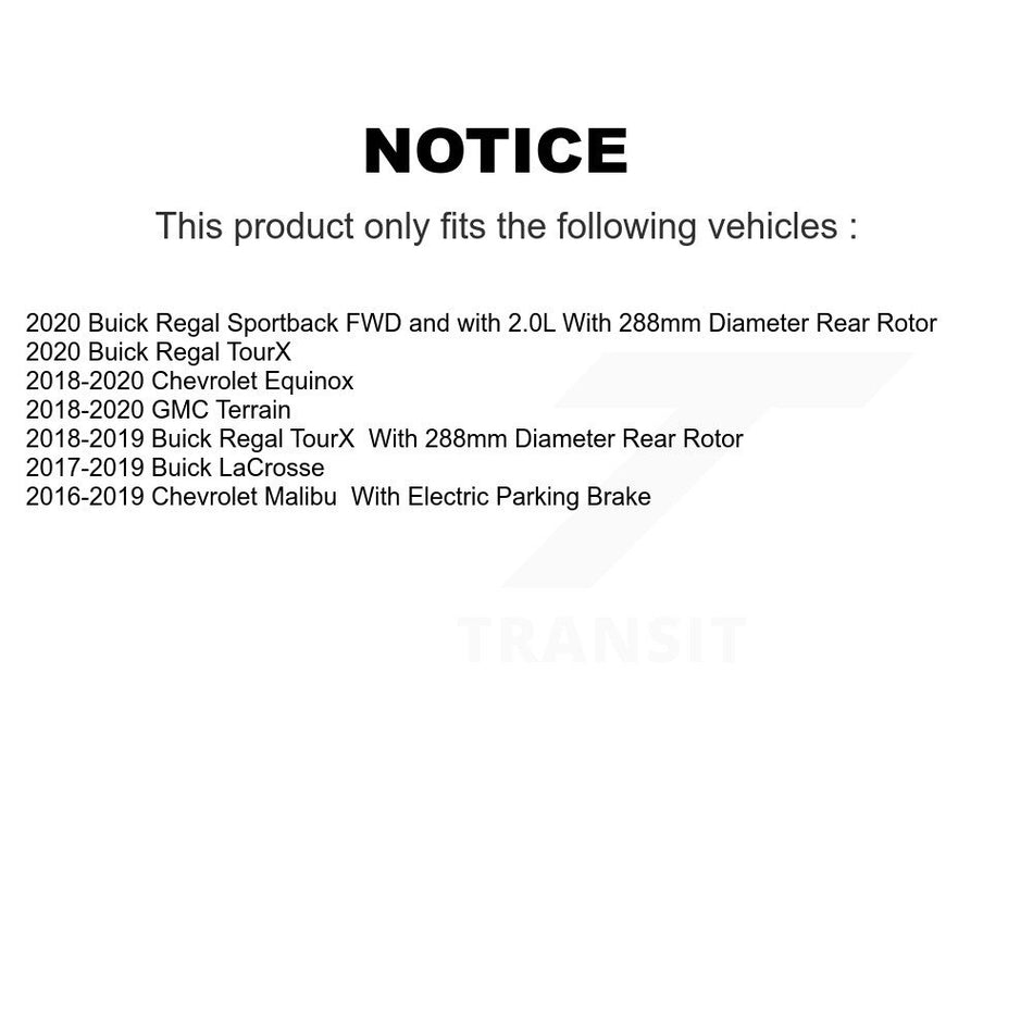 Rear Disc Brake Rotors And Ceramic Pads Kit For Chevrolet Equinox Malibu GMC Terrain Buick LaCrosse Regal TourX K8T-101694