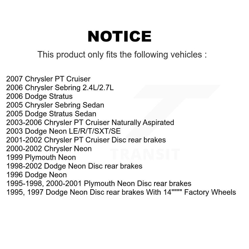 Rear Disc Brake Rotors And Ceramic Pads Kit For Chrysler PT Cruiser Dodge Neon Sebring Stratus Plymouth K8T-101762