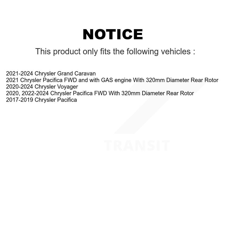 Rear Disc Brake Rotors And Ceramic Pads Kit For Chrysler Pacifica Voyager Grand Caravan K8T-101808