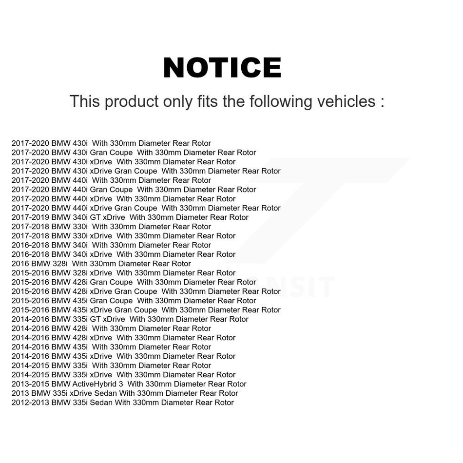 Rear Disc Brake Rotors And Ceramic Pads Kit For BMW 330i xDrive 335i 328i 430i Gran Coupe 428i 435i 340i 440i GT ActiveHybrid 3 K8T-102085