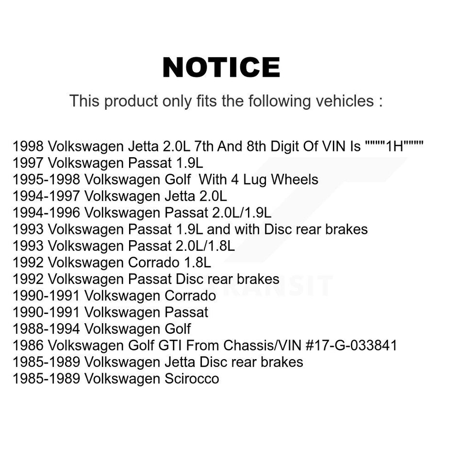 Rear Disc Brake Rotors Hub Assembly And Ceramic Pads Kit For Volkswagen Jetta Golf Passat Corrado Scirocco K8T-102120