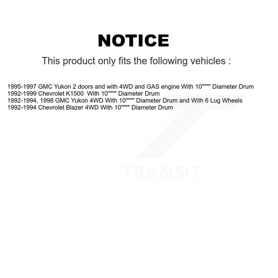 Front Rear Disc Brake Rotors Ceramic Pads And Drum Kit (7Pc) For Chevrolet K1500 GMC Yukon Blazer K8T-102375