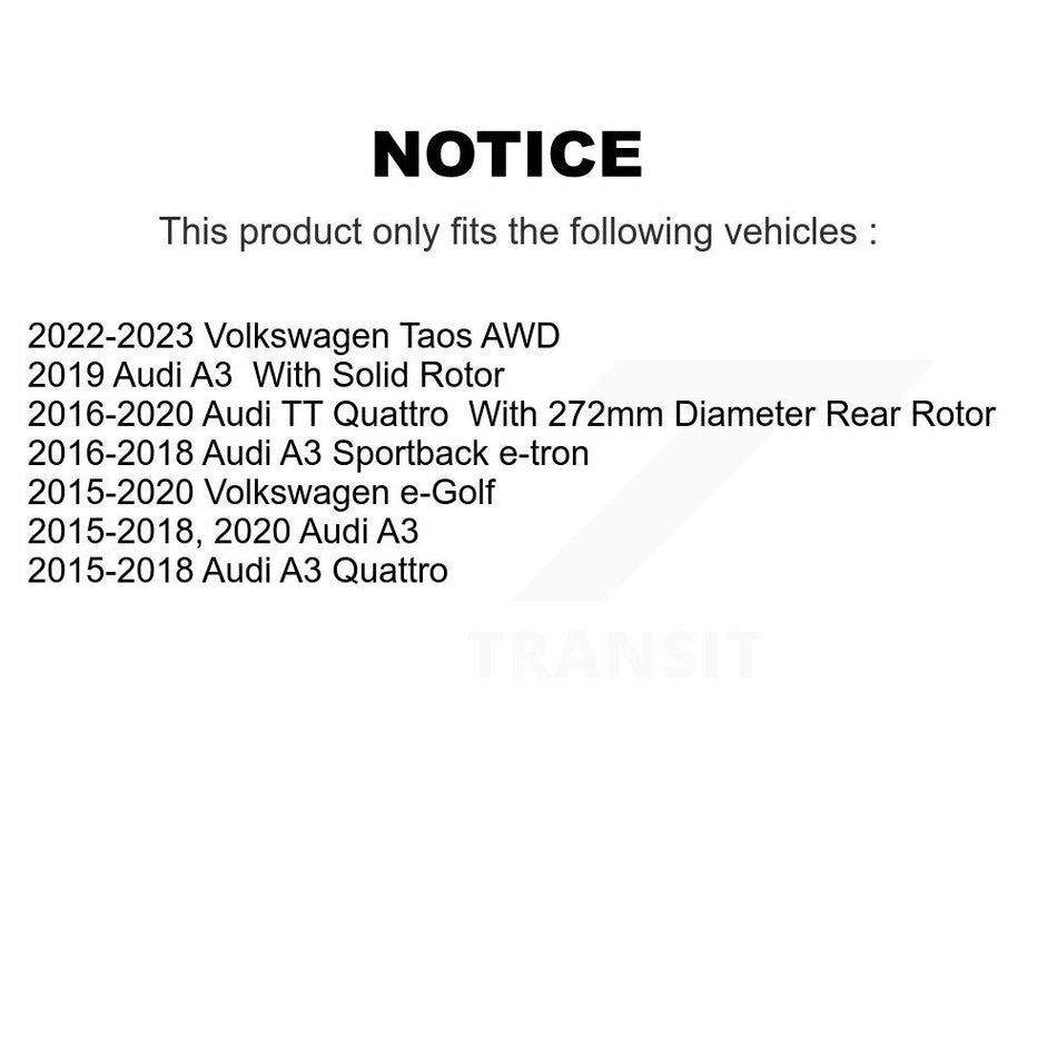 Rear Disc Brake Rotors And Ceramic Pads Kit For Audi A3 Quattro Volkswagen e-Golf Sportback e-tron K8T-102984