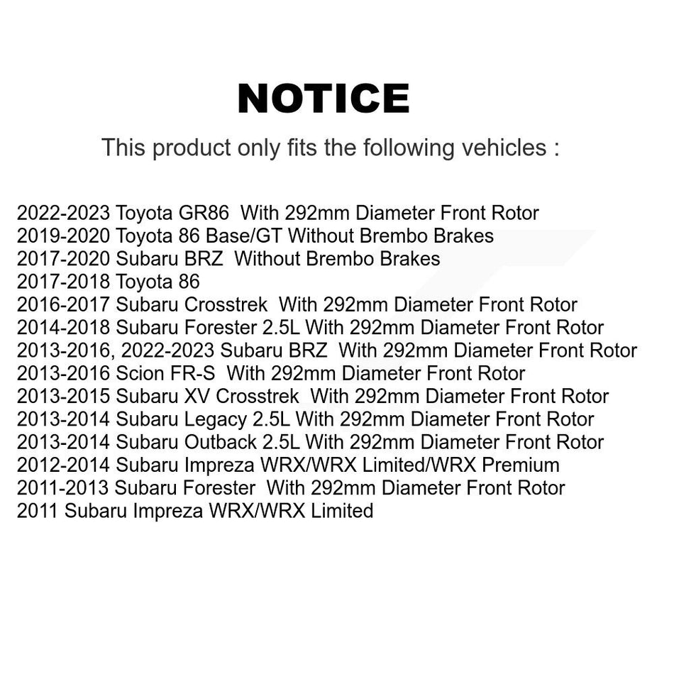 Front Disc Brake Rotors And Ceramic Pads Kit For Subaru Forester Impreza Outback XV Crosstrek Legacy Scion FR-S BRZ Toyota 86 K8T-103046
