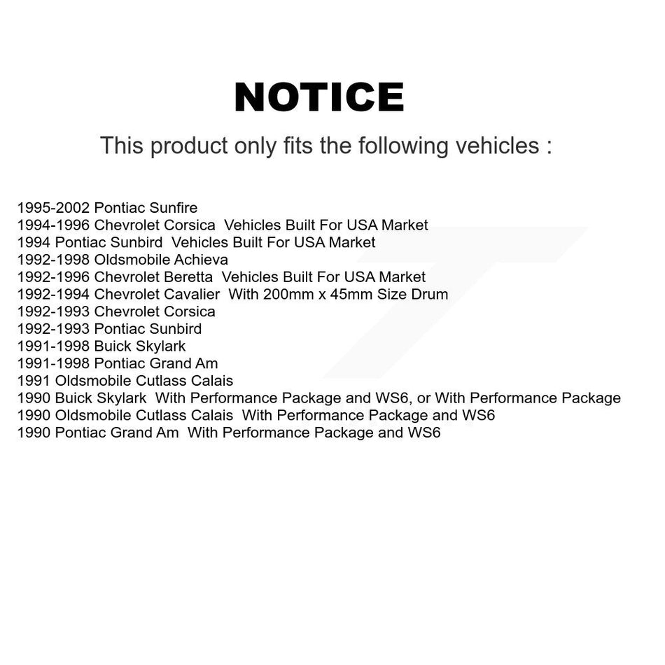 Front Rear Brake Rotors Ceramic Pad Drum Kit For Pontiac Sunfire Chevrolet Grand Am Buick K8T-103586