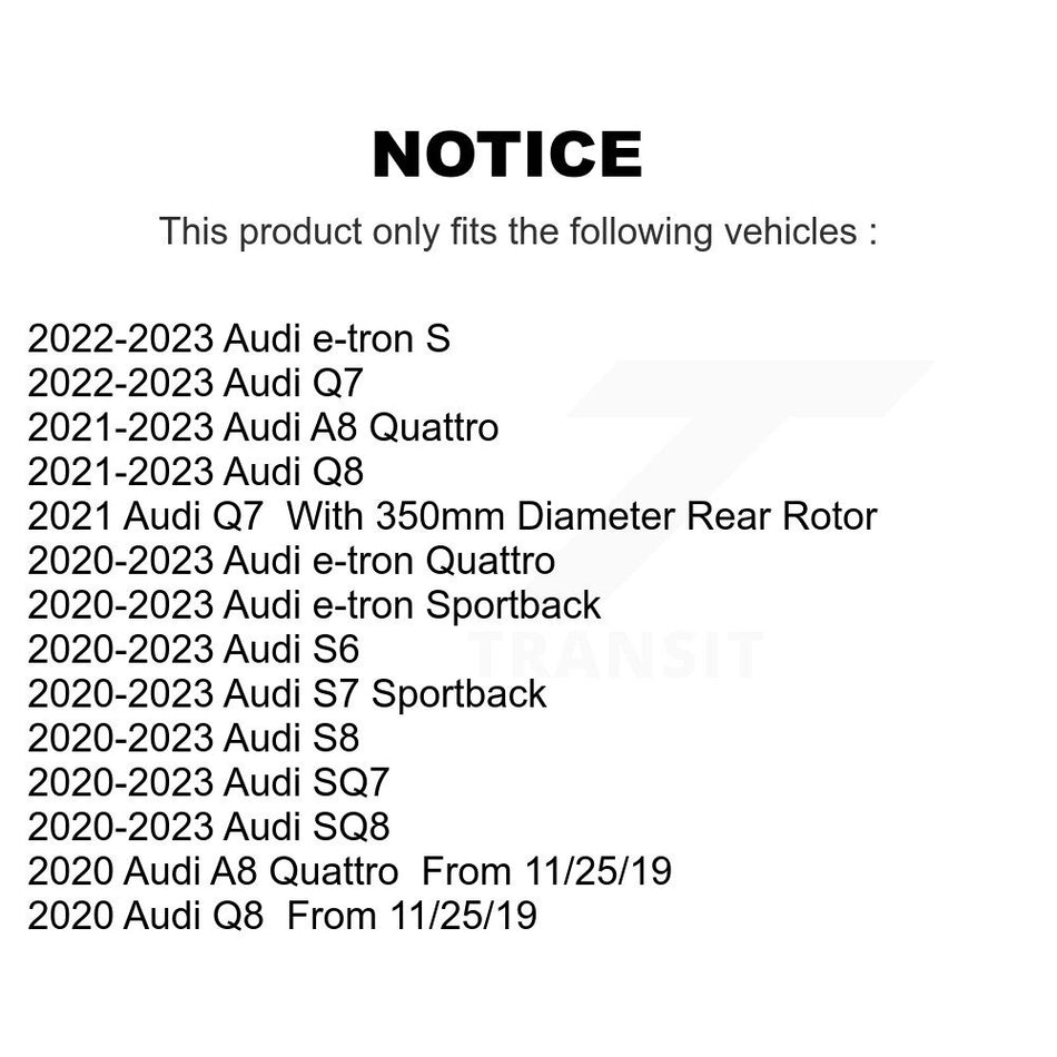 Rear Brake Rotor Ceramic Pad Kit For Audi Q7 Q8 e-tron Quattro SQ8 Sportback SQ7 S6 A8 S8 K8T-104774