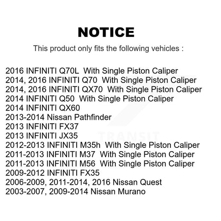 Rear Disc Rotors Ceramic Pads Parking Shoes Kit For Nissan Murano INFINITI Pathfinder Q50 K8T-105501