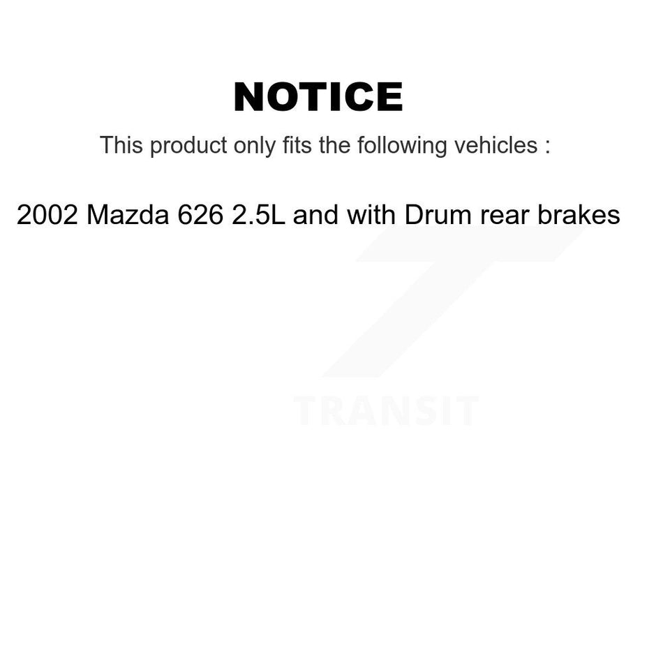 Front Wheel Bearing With Disc Brake Rotors And Ceramic Pads Kit For 2002 Mazda 626 2.5L with Drum rear brakes KBB-100023