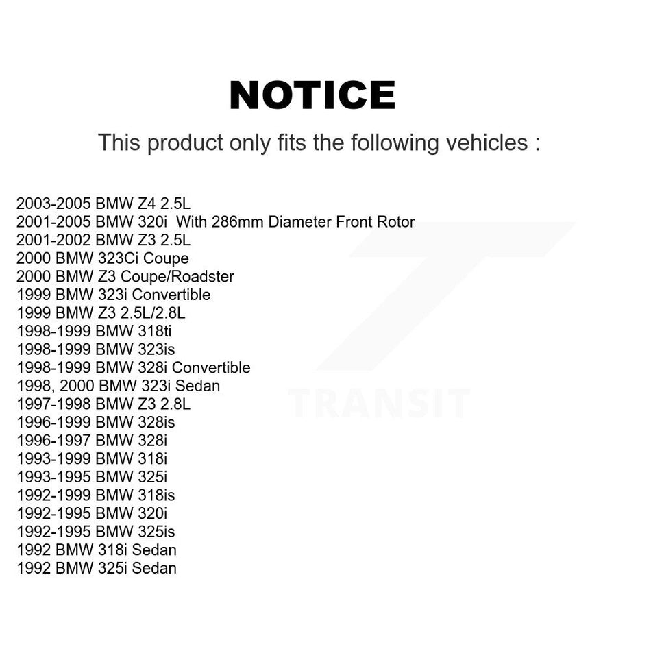 Front Hub Bearing Assembly With Disc Brake Rotors And Ceramic Pads Kit For BMW Z3 Z4 323i 323Ci 328i 318i 323is 328is 318is 320i KBB-100435