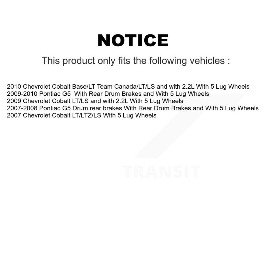 Front Hub Bearing Assembly With Disc Brake Rotors And Ceramic Pads Kit For Chevrolet Cobalt Pontiac G5 KBB-100496