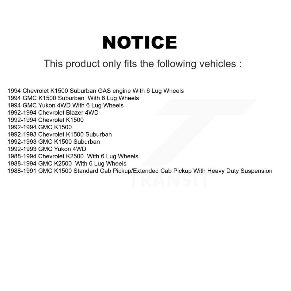 Front Hub Bearing Assembly With Disc Brake Rotors And Ceramic Pads Kit For Chevrolet K1500 GMC K2500 Suburban Blazer Yukon KBB-100764