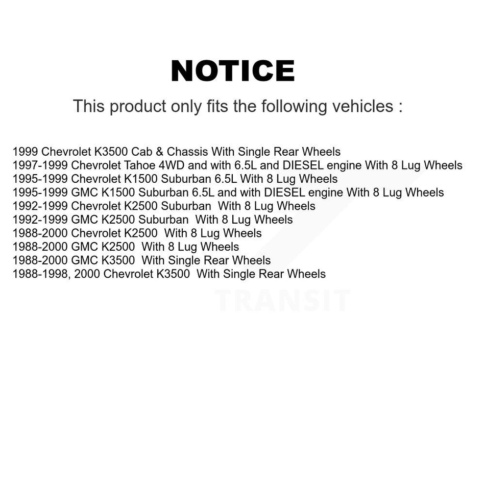 Front Hub Bearing Assembly With Disc Brake Rotors And Ceramic Pads Kit For Chevrolet K2500 GMC K3500 Suburban K1500 KBB-100803