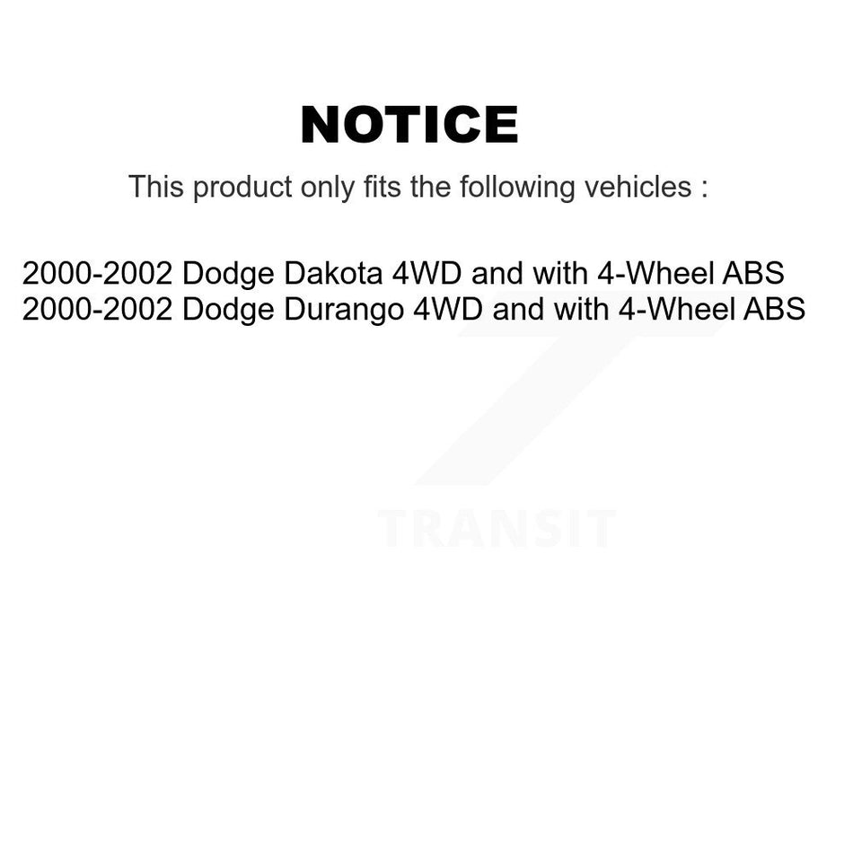Front Hub Bearing Assembly With Disc Brake Rotors And Ceramic Pads Kit For 2000-2002 Dodge Dakota Durango 4WD with 4-Wheel ABS KBB-100955