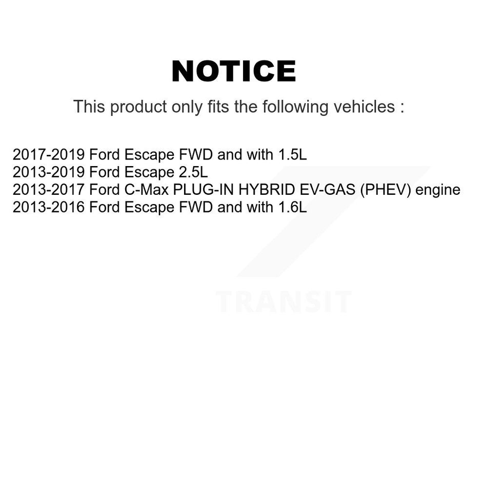 Front Wheel Bearing With Coated Disc Brake Rotors And Semi-Metallic Pads Kit For Ford Escape C-Max KBB-101496