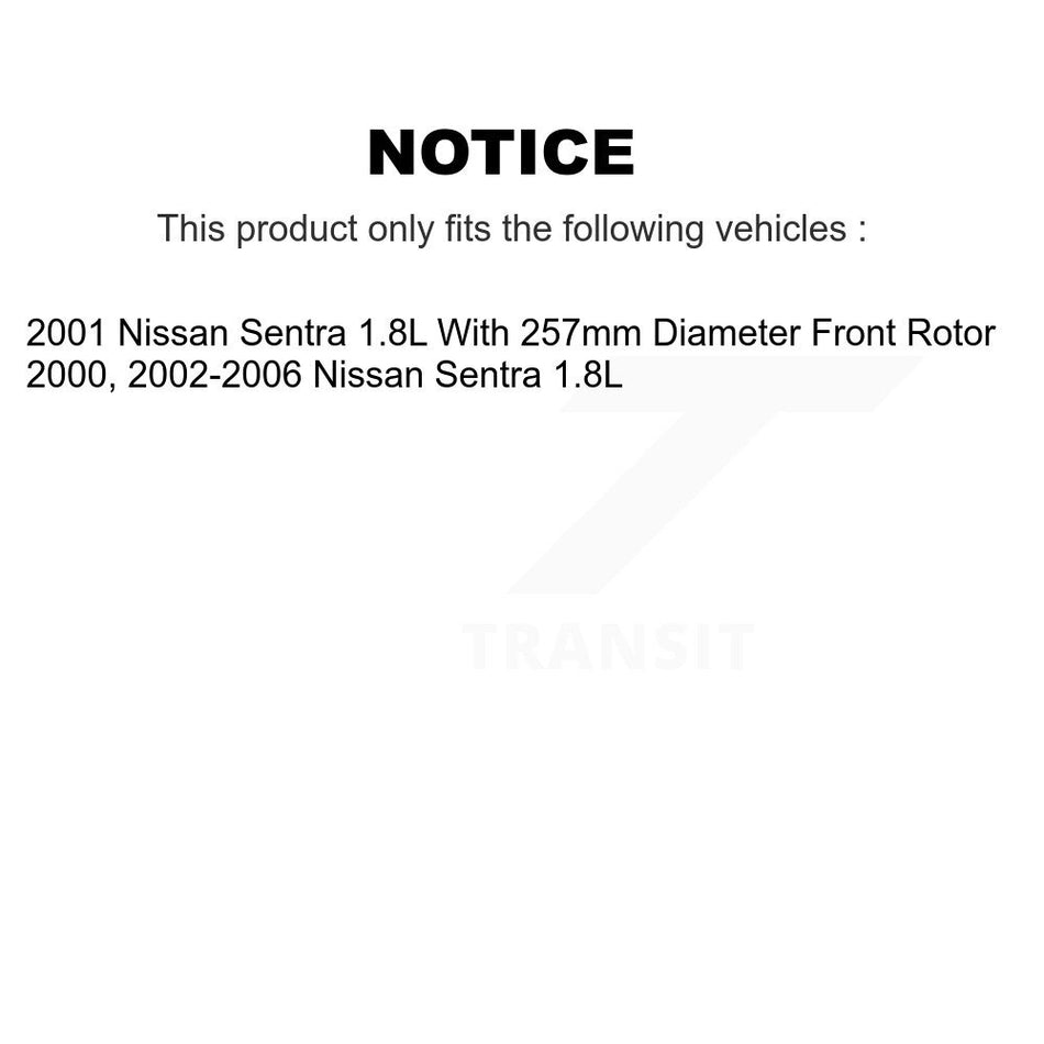 Front Wheel Bearing With Coated Disc Brake Rotors And Semi-Metallic Pads Kit For Nissan Sentra 1.8L KBB-101646
