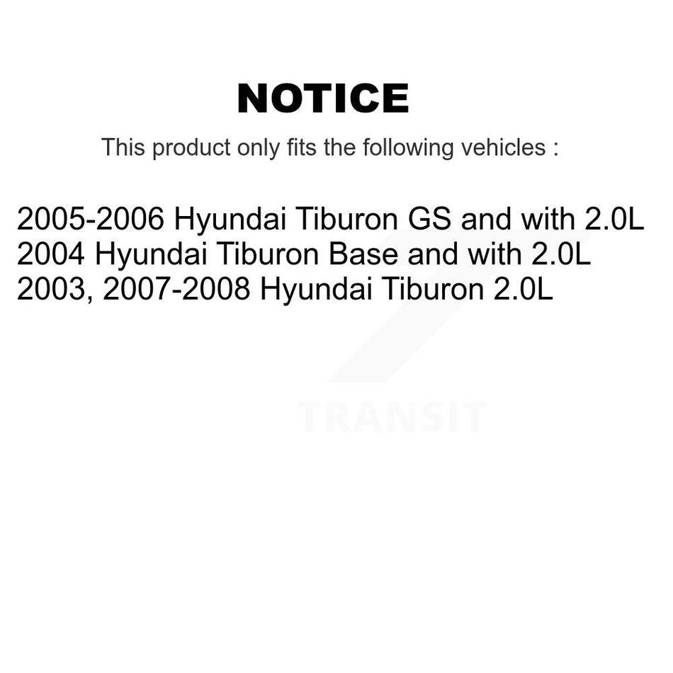 Front Wheel Bearing With Coated Disc Brake Rotors And Semi-Metallic Pads Kit For Hyundai Tiburon KBB-101693