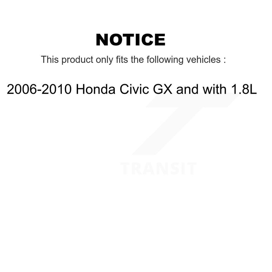 Front Wheel Bearing With Coated Disc Brake Rotors And Semi-Metallic Pads Kit For 2006-2010 Honda Civic GX KBB-101726