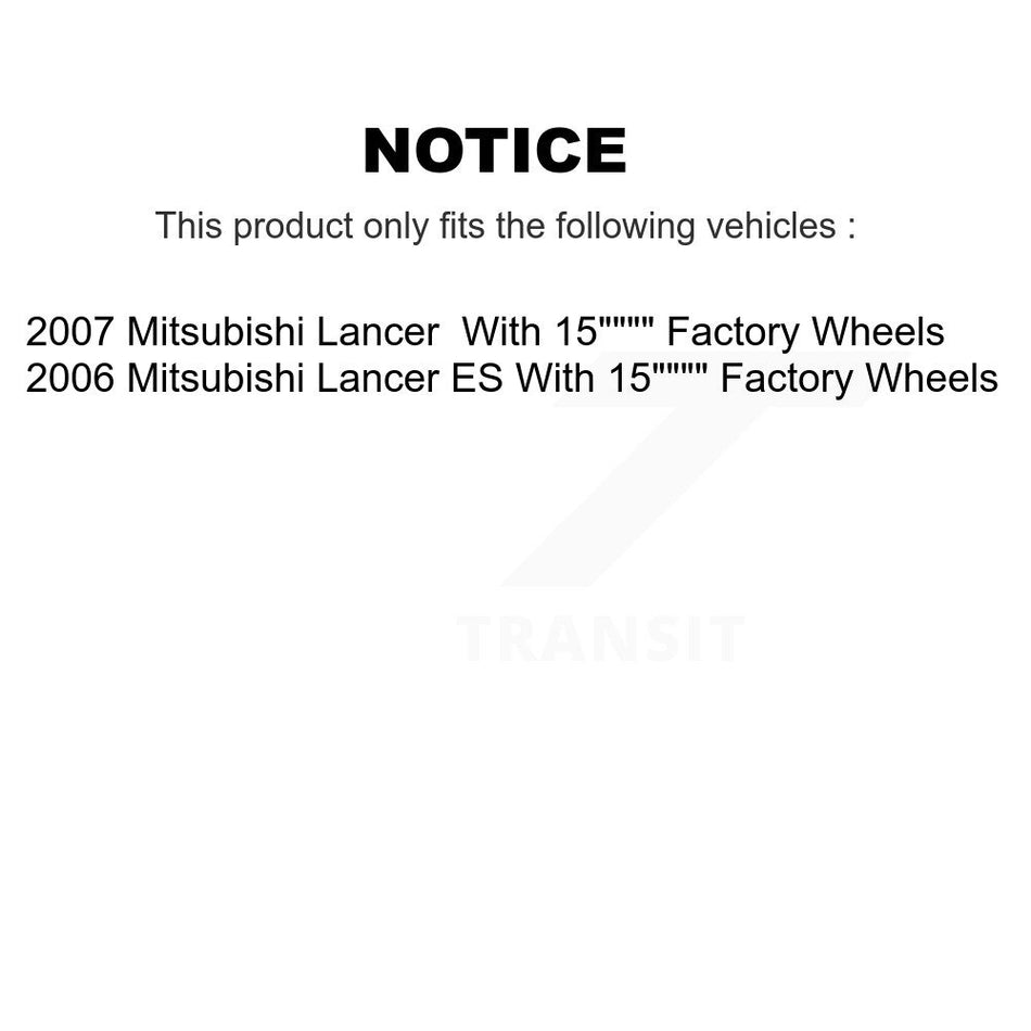 Front Wheel Bearing With Coated Disc Brake Rotors And Ceramic Pads Kit For 2006-2007 Mitsubishi Lancer ES 15" Factory Wheels KBB-101941