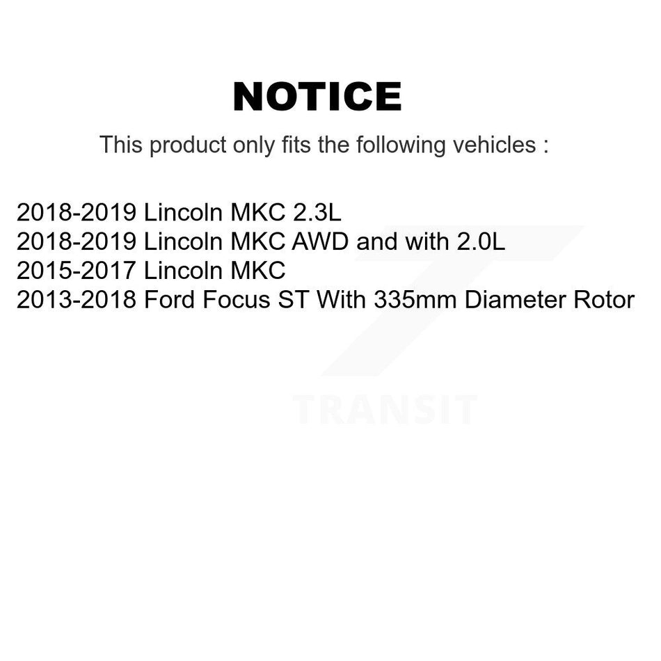 Front Wheel Bearing With Disc Brake Rotors And Semi-Metallic Pads Kit For Ford Focus Lincoln MKC KBB-102431