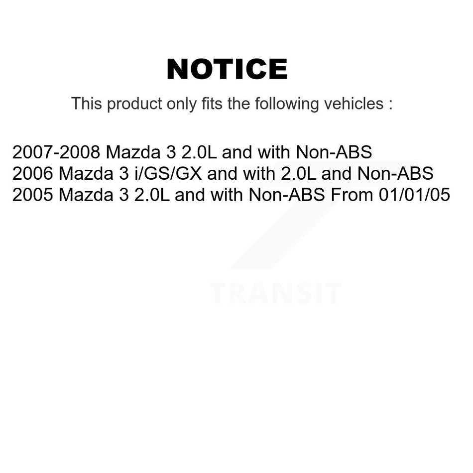 Front Wheel Bearing With Disc Brake Rotors And Semi-Metallic Pads Kit For Mazda 3 KBB-102528