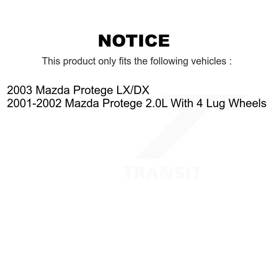 Front Wheel Bearing With Disc Brake Rotors And Semi-Metallic Pads Kit For Mazda Protege KBB-102544