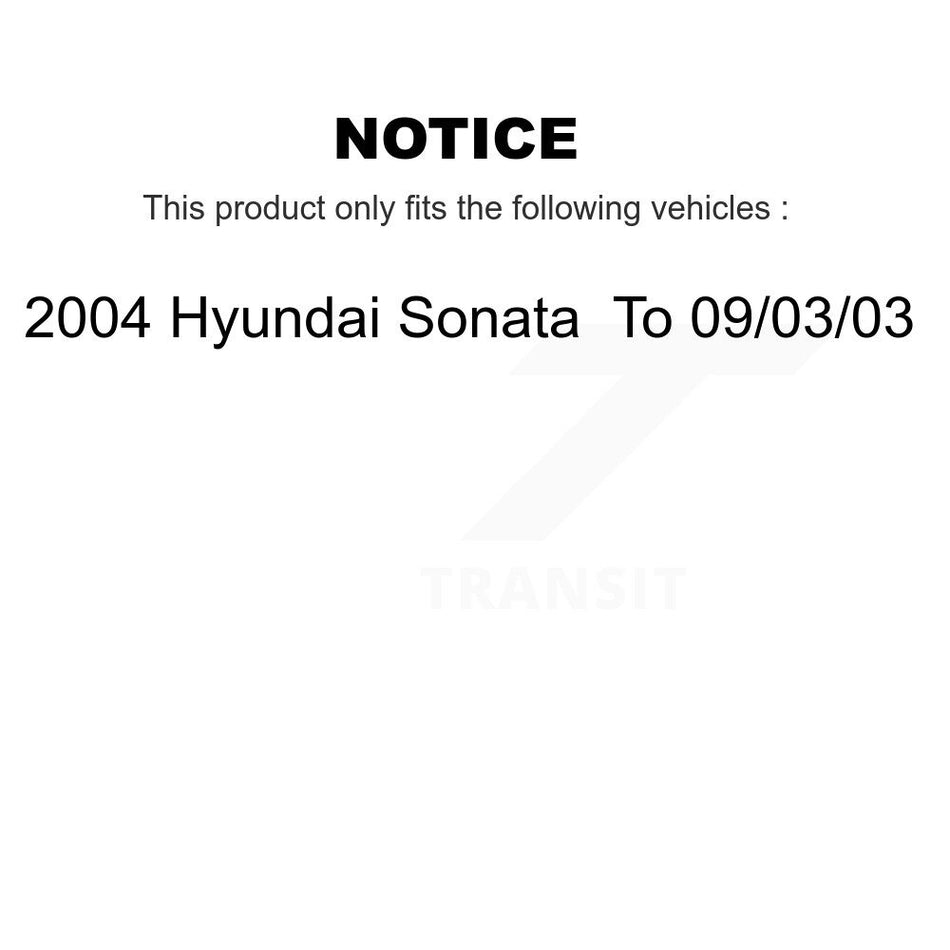 Front Wheel Bearing With Disc Brake Rotors And Semi-Metallic Pads Kit For 2004 Hyundai Sonata To 09 03 KBB-102582