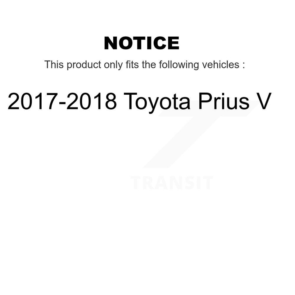 Front Wheel Bearing With Disc Brake Rotors And Semi-Metallic Pads Kit For 2017-2018 Toyota Prius V KBB-102757