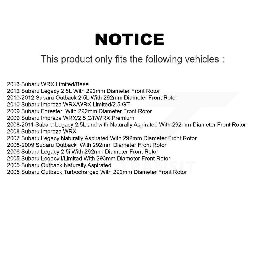 Front Hub Bearing Assembly With Coated Drilled Slotted Disc Brake Rotors And Semi-Metallic Pads Kit For Subaru Outback Legacy Forester Impreza KBB-102870