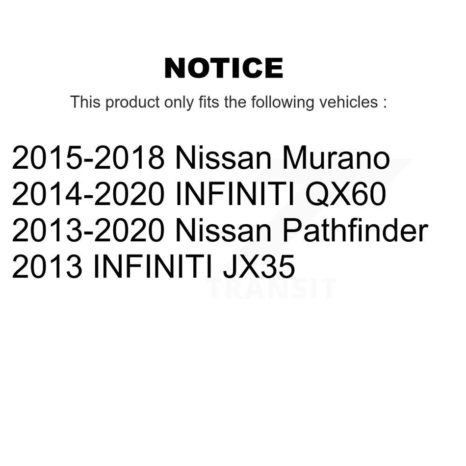 Front Hub Bearing Assembly With Coated Drilled Slotted Disc Brake Rotors And Semi-Metallic Pads Kit For Nissan Pathfinder Murano INFINITI QX60 JX35 KBB-102930