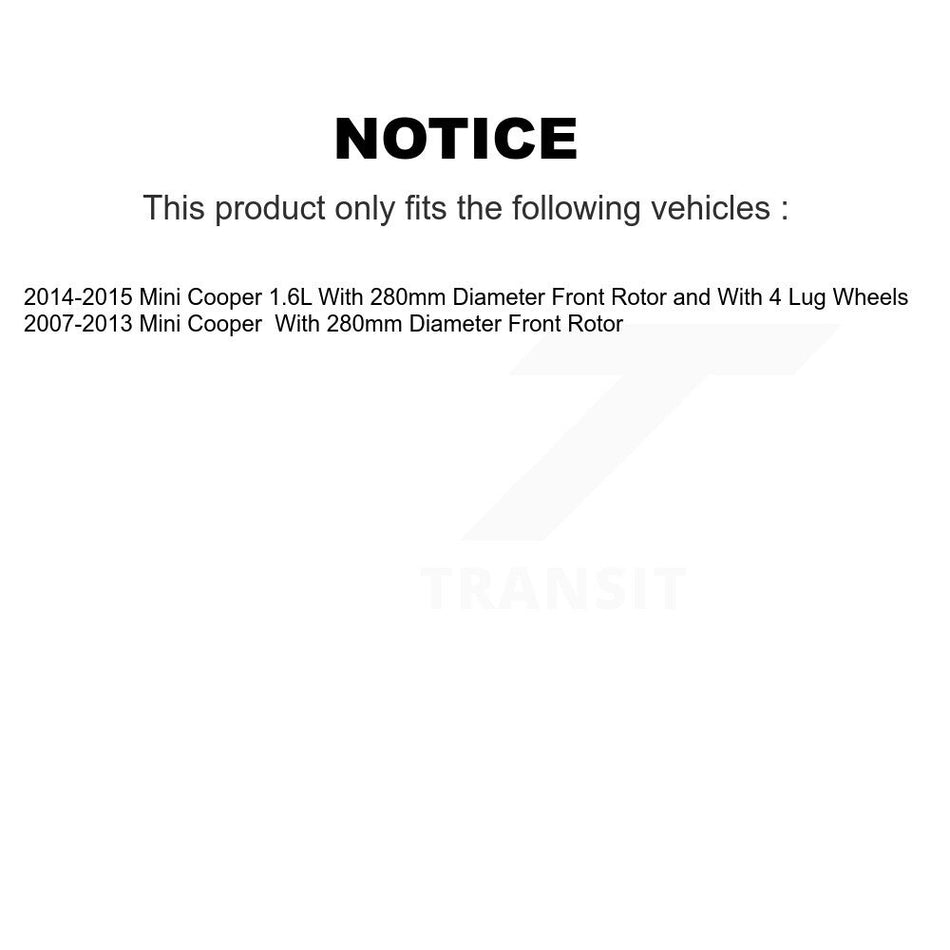 Front Hub Bearing Assembly With Coated Drilled Slotted Disc Brake Rotors And Semi-Metallic Pads Kit For Mini Cooper KBB-102943