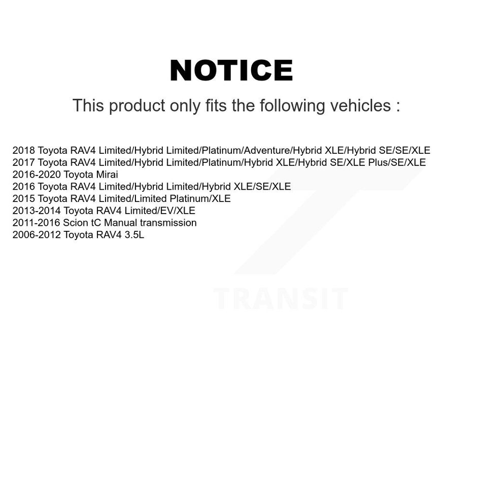 Front Hub Bearing Assembly With Coated Drilled Slotted Disc Brake Rotors And Semi-Metallic Pads Kit For Toyota RAV4 Scion tC Mirai KBB-103085