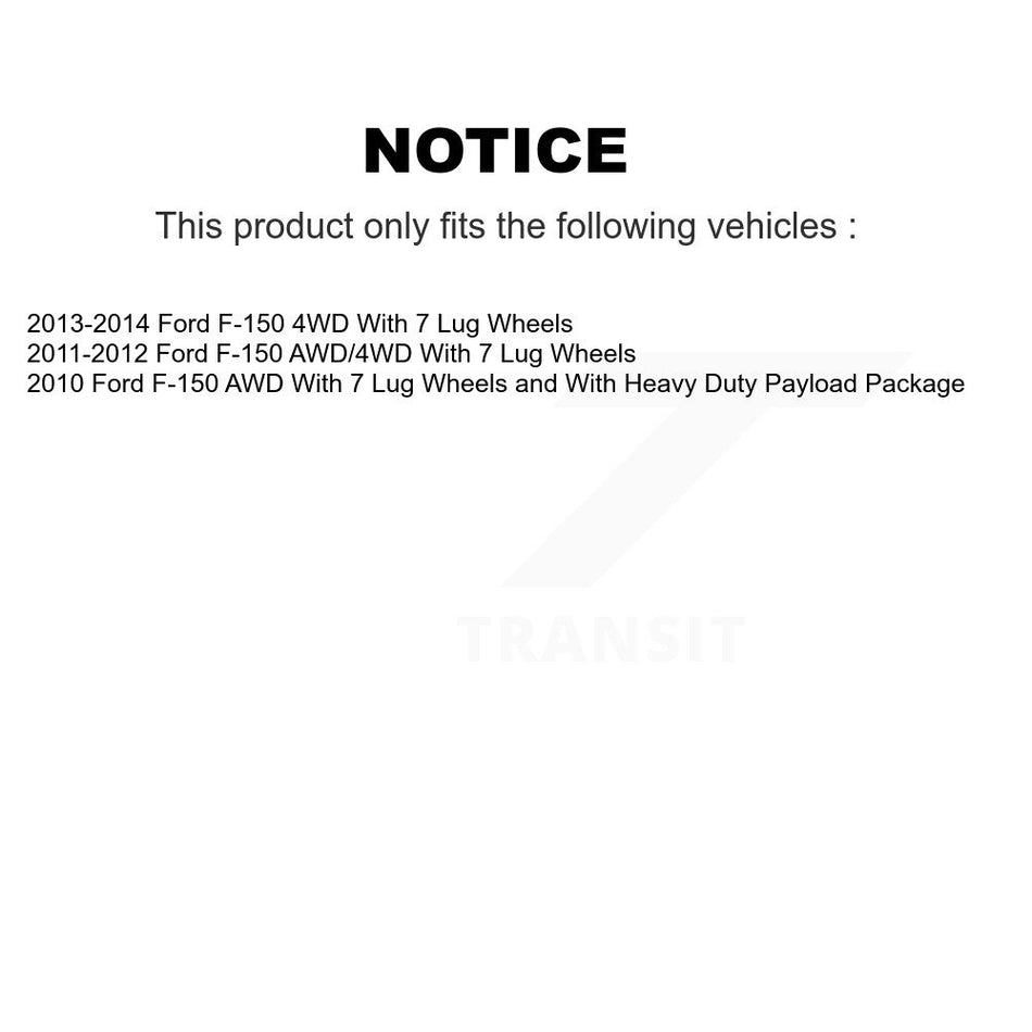 Front Hub Bearing Assembly With Coated Drilled Slotted Disc Brake Rotors And Ceramic Pads Kit For Ford F-150 KBB-103347